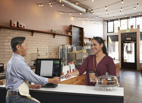 Shoppers in a coffee shop